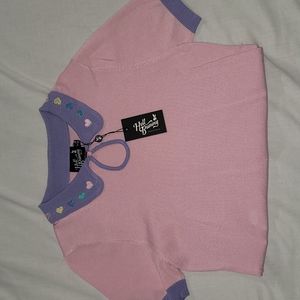 Hell Bunny Pink Purple Sweater Top Large NWT Valentines Day